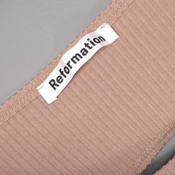 Reformation‎ Women's LARGE Dosch Maxi Dress Buff Bodycon Rib Knit Backless Sexy - Picture 2 of 11